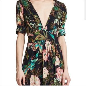 Farm Rio plunge neck mini dress
